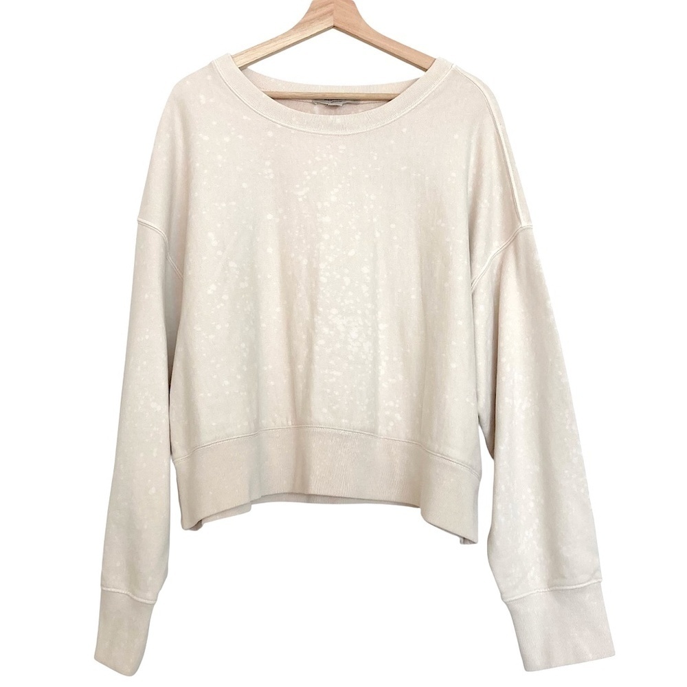 ALLSAINTS Spotted Beige Crewneck Dolman Sleeve Cropped Sweatshirt